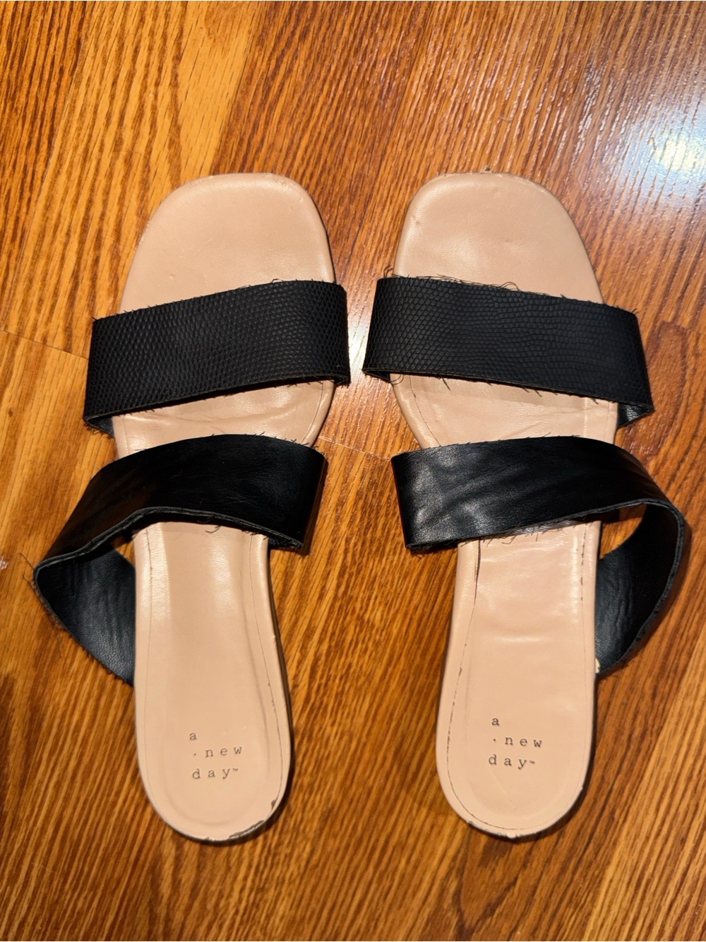 a new day Black and Nude Slide Sandals